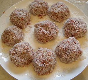 Rolling the Meatballs in Shredded Coconut