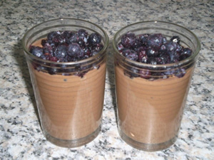 Basic Chocolate Shake Topped with Frozen Blueberries