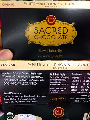 Sacred Chocolate Bar White Chocolate with Lemon and Coconut