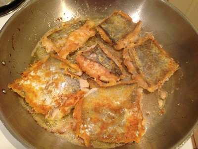 Pan-fried coconut crusted fish