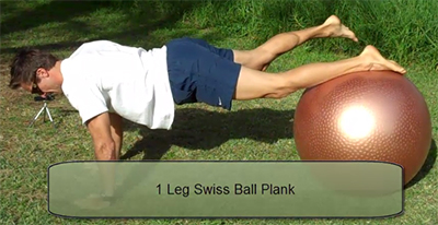 One leg swiss ball plank