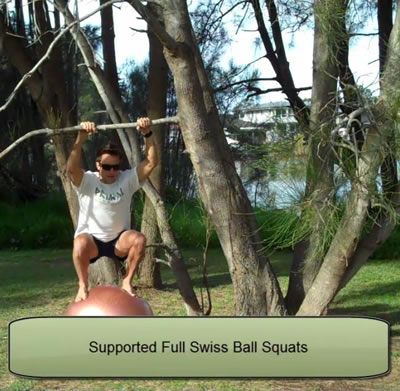 Supported Full Swiss Ball Squats