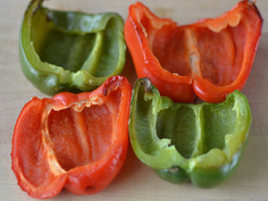 Preparing stuffed capsicums for Christmas