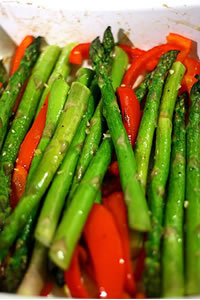 Roasted Asparagus with Red Peppers (Capsicum)