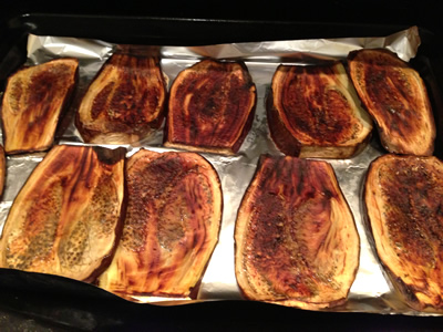 Grilled eggplant slices