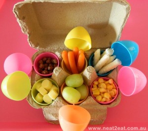 Fill and hide plastic eggs with healthy treats and gifts