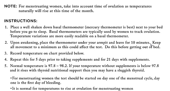 Thyroid home test instructions from Kalish Wellness